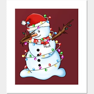 Snowman Dabbing Christmas Posters and Art